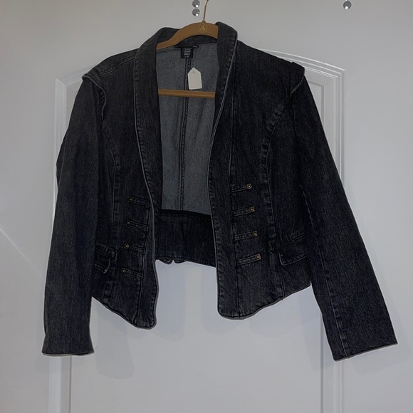 Apostrophe Stone Washed Open Front Distressed Jacket Large - Picture 1 of 4